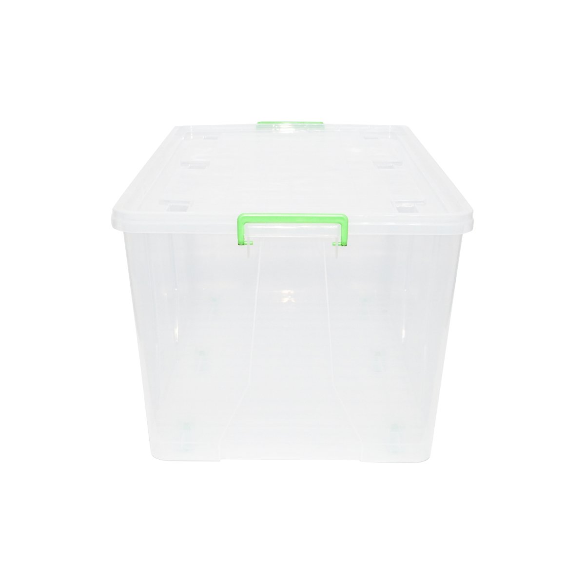 Cutie depozitare 120L cu capac si roti din plastic transparenta 800x515x420mm